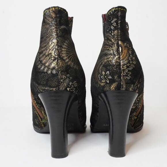 L'Artiste by Spring Step, SmokinHot Metallic Bootie Heels, Fiery, Bronze, Black - Picture 5 of 8
